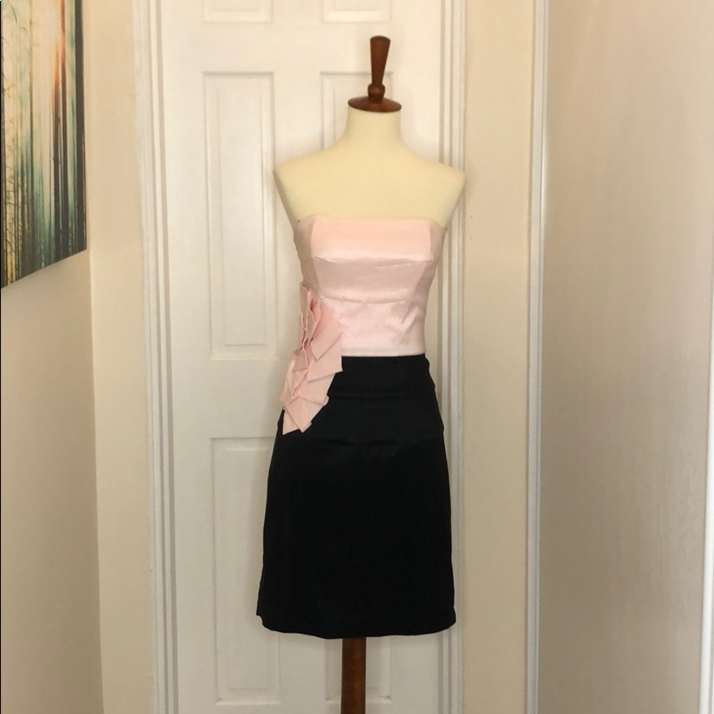 Jessica McClintock Pink and Black Strapless dress